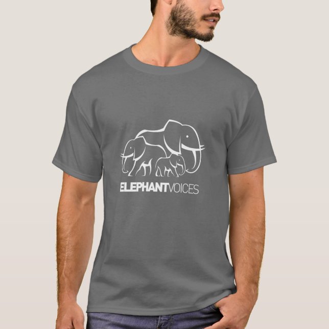 ElephantVoices weißes Logo-T-Shirt (dunkelgrau) T-Shirt (Vorderseite)