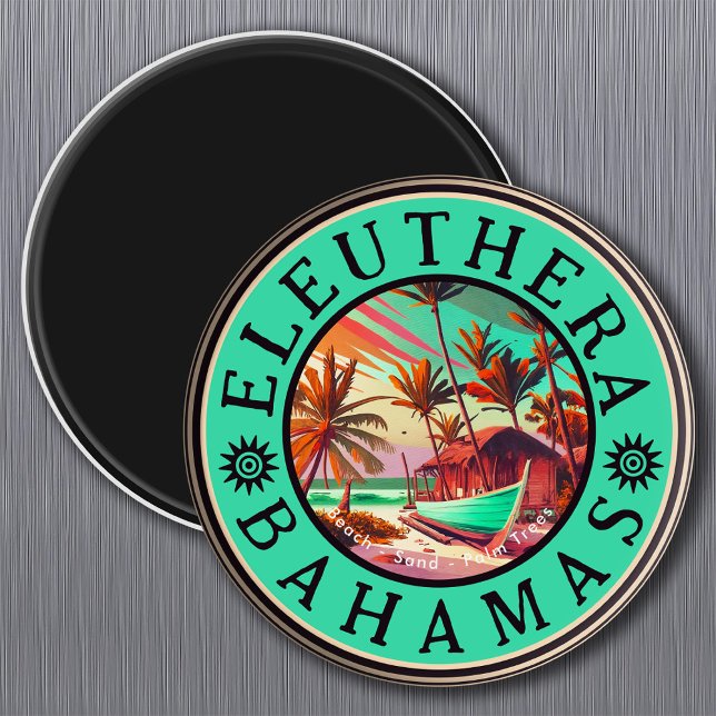 Eleuthera Bahamas Retro Sunset Travel Souvenir 60e Magnet (Von Creator hochgeladen)
