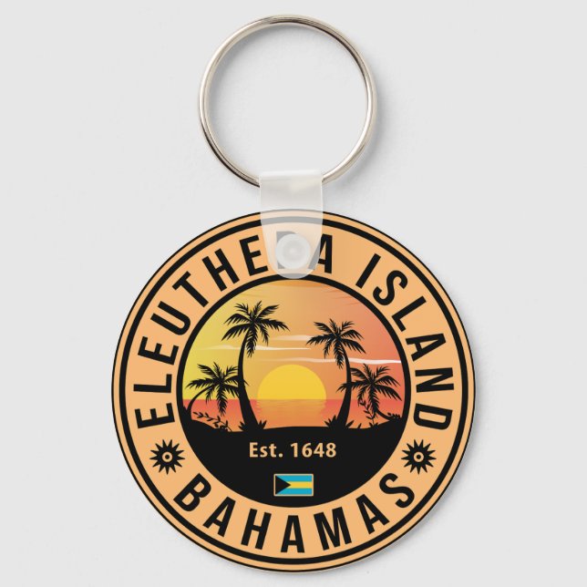 Eleuthera Island Bahamas Retro Sunset Souvenirs Schlüsselanhänger (Vorderseite)