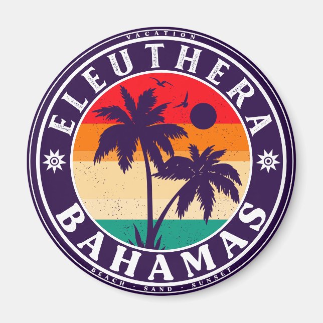 Eleuthera Island Bahamas Vintag Souvenirs 60er Magnet (Vorne)