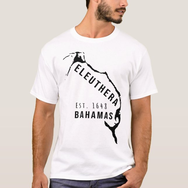 Eleuthera Karte Insel Bahamas Minimalistisch Souve T-Shirt (Vorderseite)