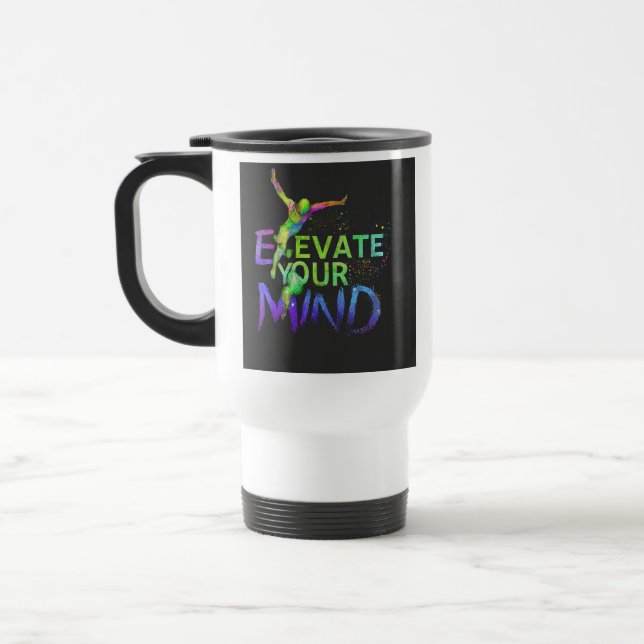 "Elevante your Mind" Reisecoffee Mug Reisebecher (Links)