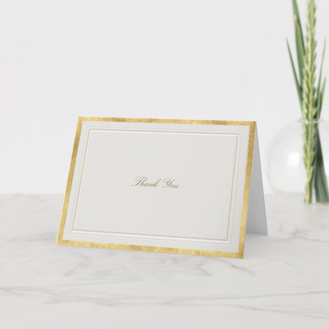 Elevated Gold Ecru Modern Classic Formal Wedding Dankeskarte (Vorderseite)