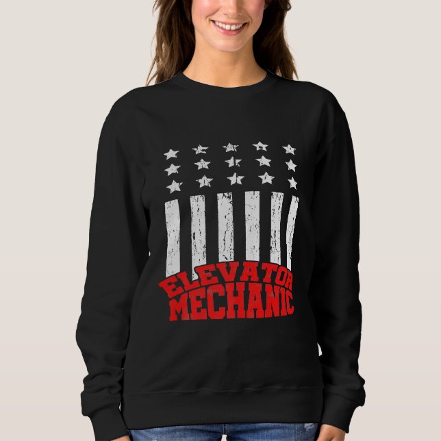 Elevator Mechanical Maintenance Life US Flag Techn Sweatshirt (Vorderseite)