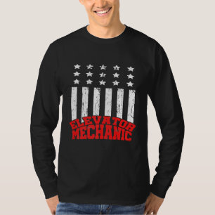 Elevator Mechanical Maintenance Life US Flag Techn T-Shirt