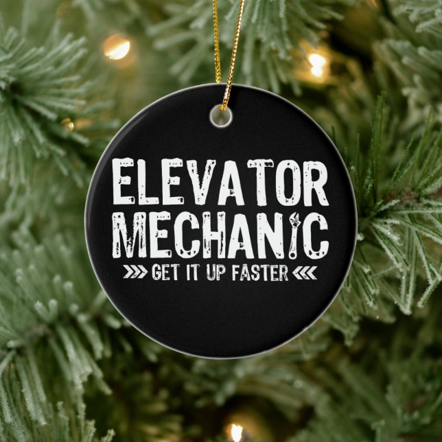 Elevator Mechanik bringt schnelleres Reparaturgesc Keramik Ornament (Baum)