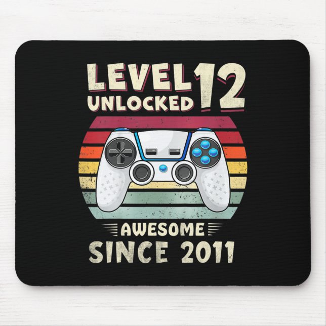 Eleven 11yr Bday Boy Funny Gamer 11th 11 Year Old  Mousepad (Vorne)