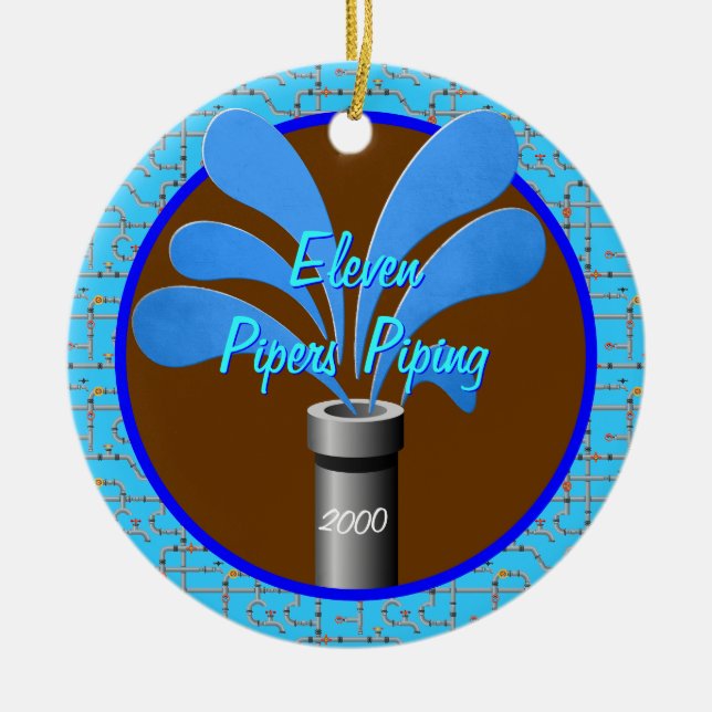 Eleven Pipers Piping - Custom Year Keramik Ornament (Vorne)
