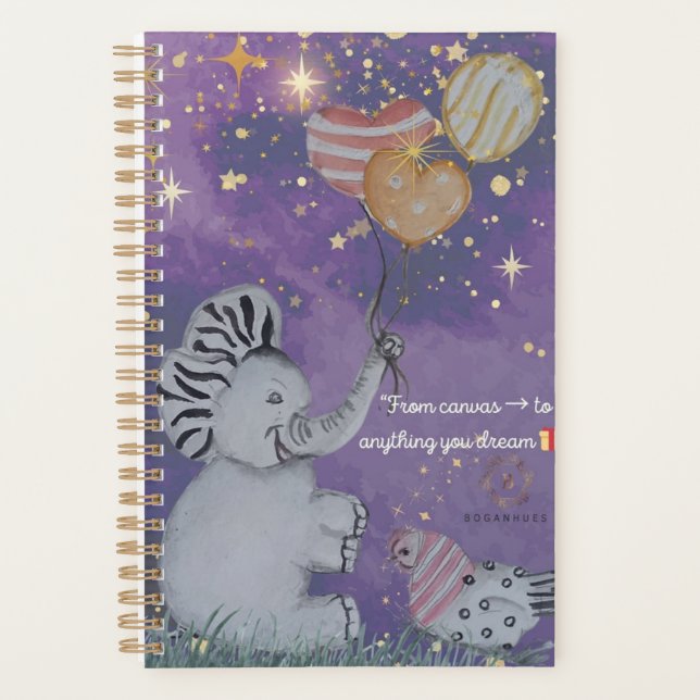 "Eleze Elephant & Polka Hen" Boganhues Abdeckung Planer (Vorderseite)