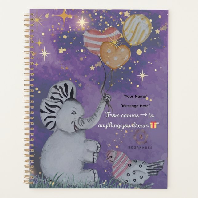 "Eleze Elephant & Polka Hen" Boganhues Abdeckung Planer (Vorderseite)