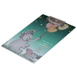 "Eleze Elephant & Polka Hen" Dreamy Notebook Cover Klemmbrett