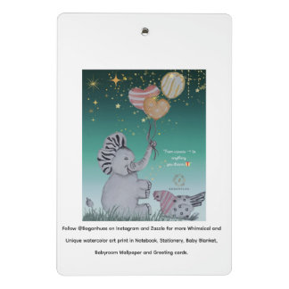 "Eleze Elephant & Polka Hen" Dreamy Notebook Cover Mini Klemmbrett