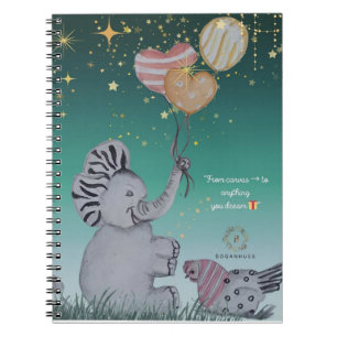 "Eleze Elephant & Polka Hen" Dreamy Notebook Cover Notizblock