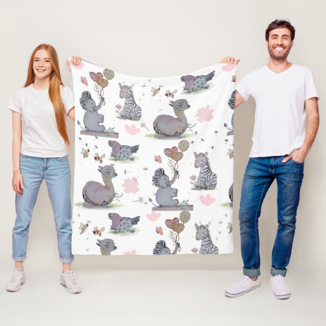 "Eleze Elephant & Polka Hen" Fleecedecke (Beispiel)