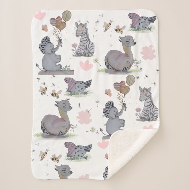 "Eleze Elephant & Polka Hen" Sherpadecke (Vorderseite)