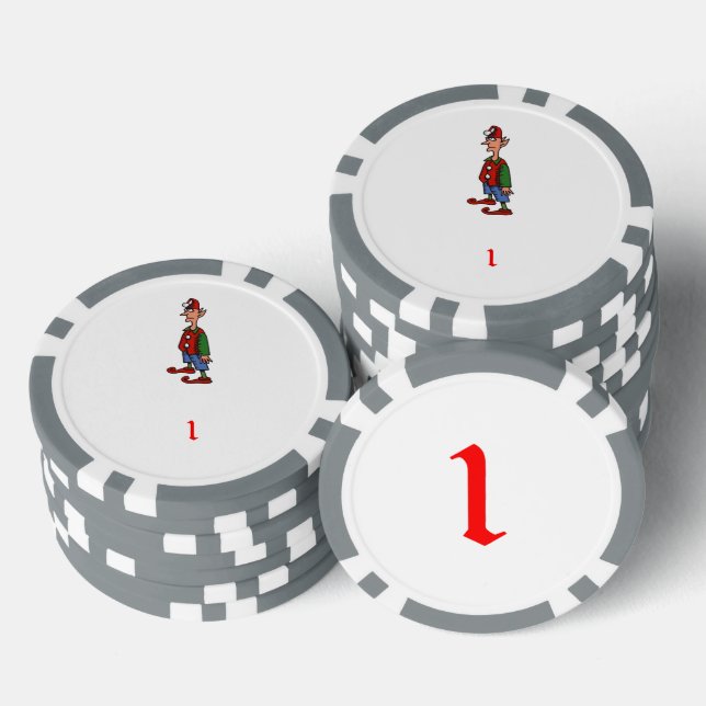 Elf Achtung, grau 1 gestreifter Poker-Chip Pokerchips (Stapel)
