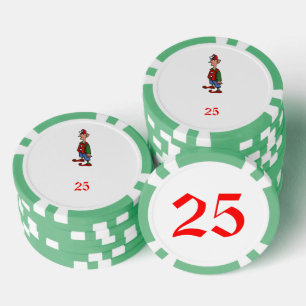 Elf Achtung, grüner 25 gestreifter Poker-Chip Pokerchips