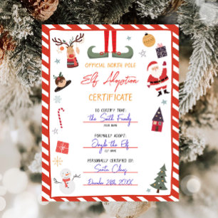 Elf-Adoption-Zertifikat Adoptierte ein Elf Weihnac