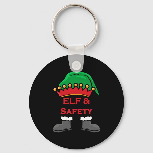 Elf And Safety, Funny Health &amp; Safety Elf Long Schlüsselanhänger (Vorderseite)