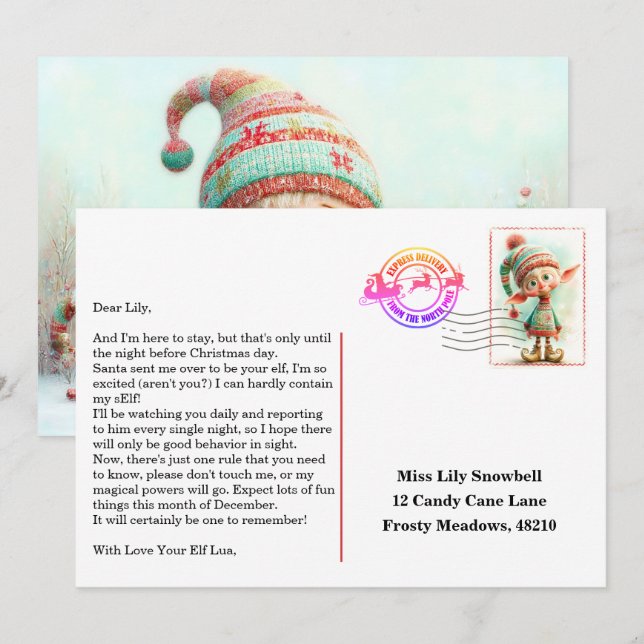 Elf Arrival Letter | North Pole Welcome Message Einladung (Vorne/Hinten)