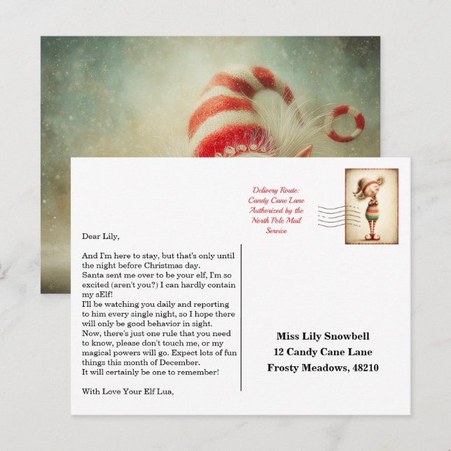 Elf Arrival Letter | North Pole Welcome Message Postkarte (Vorne/Hinten)