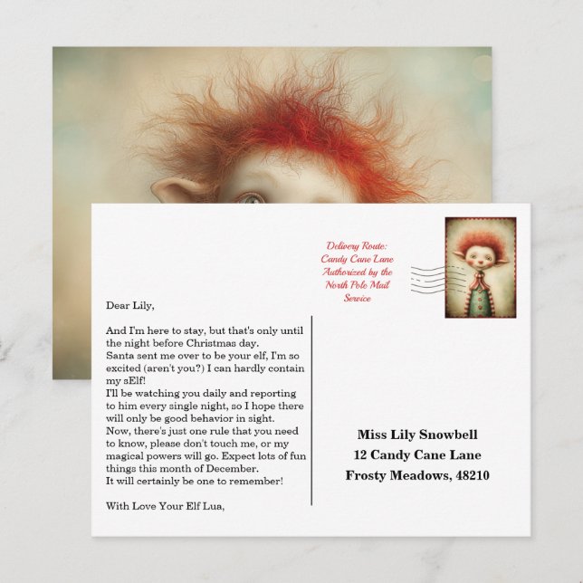 Elf Arrival Letter | North Pole Welcome Message Postkarte (Vorne/Hinten)