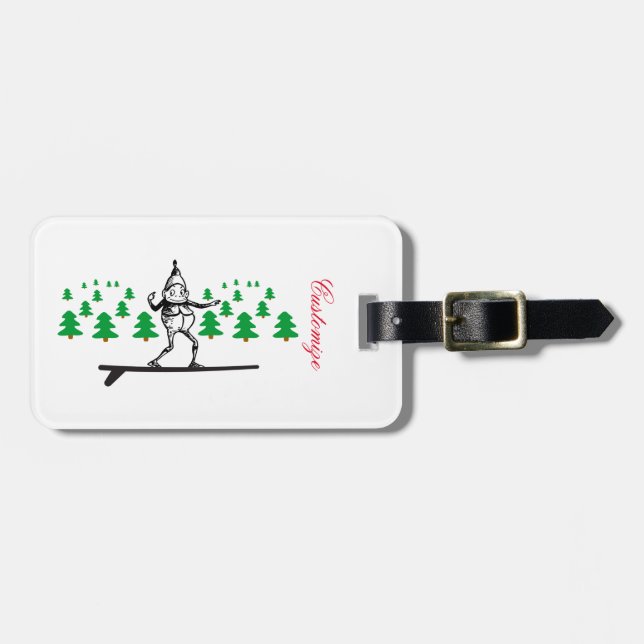 Elf auf einer Surfboard Thunder_Cove Gepäckanhänger (Vorderseite horizontal)