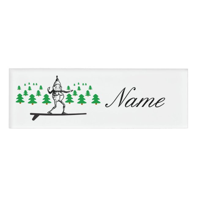 Elf auf einer Surfboard Thunder_Cove Namenschild (Vorderseite)