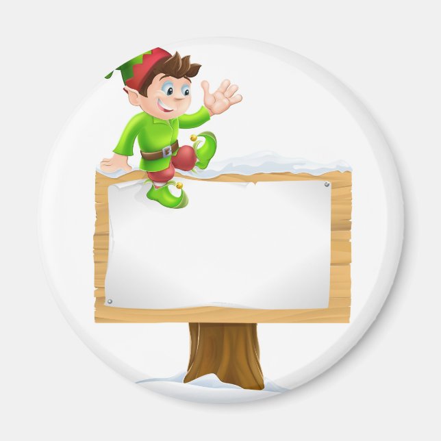 Elf auf Snowy Sign Magnet (Vorne)