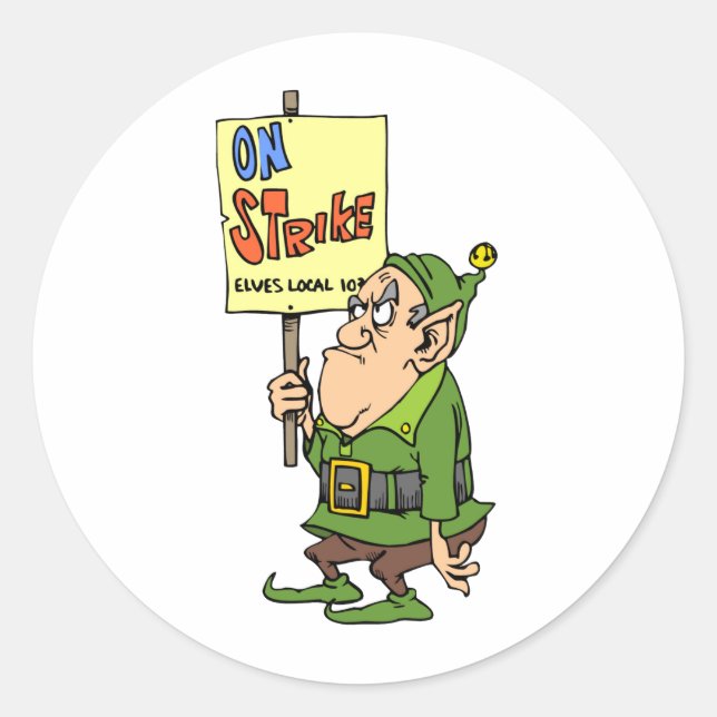 Elf auf Streik Runder Aufkleber (Vorderseite)