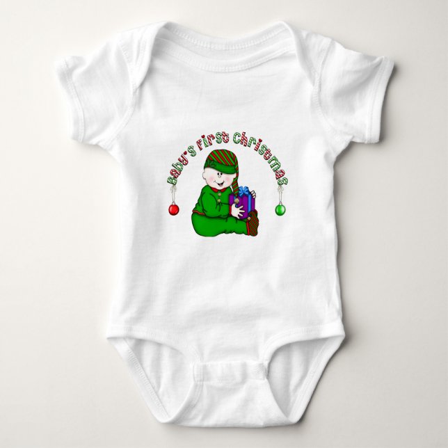 Elf Baby White Erste Weihnachtsgeschenke und Gesch Strampler (Vorderseite)