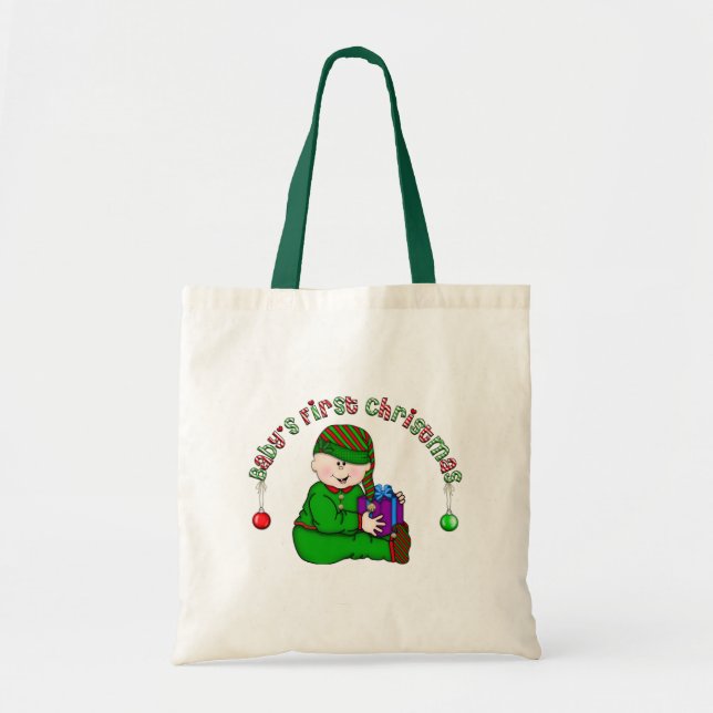 Elf Baby White Erste Weihnachtsgeschenke und Gesch Tragetasche (Vorne)