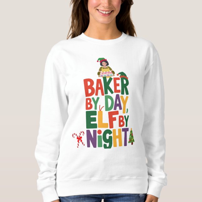 Elf Baker Vibes Backen Liebe Weihnachtsgebäck Sweatshirt (Vorderseite)