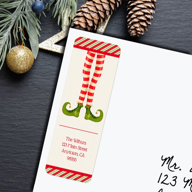 Elf-Beine-Festtags-Rücksendeadresse (Whimsical elf legs holiday Christmas return address labels
)
