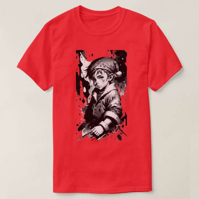 Elf Black Tinte Spatter Weihnachts-T - Shirt (Design vorne)