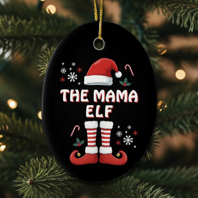 Elf Boots Santa Claus Hat Black Christmas Keramik Ornament (Elf Christmas Ornament)