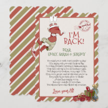 Elf Brief "I'm Back" für die Einladung zu Weihnach