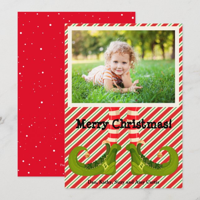 Elf Christmas Foto Feiertagskarte (Vorne/Hinten)