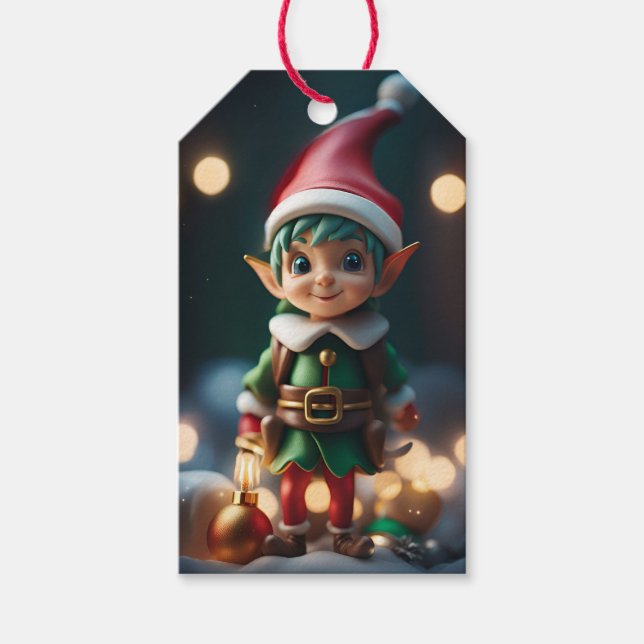 Elf Christmas Holiday Geschenk Tag Geschenkanhänger (Vorderseite)
