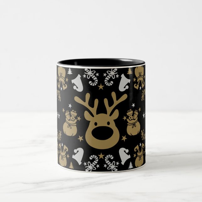 Elf Christmas Wrapping Zweifarbige Tasse (Mittel)
