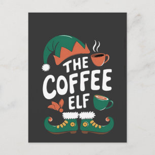 Elf Coffee Funny Christmas Elf Coffeine Lover Einladungspostkarte