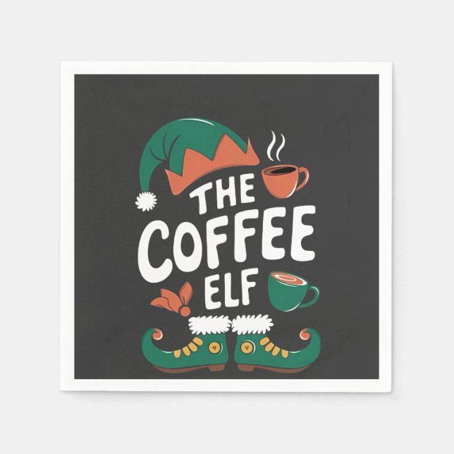 Elf Coffee Funny Christmas Elf Coffeine Lover Serviette (Vorderseite)