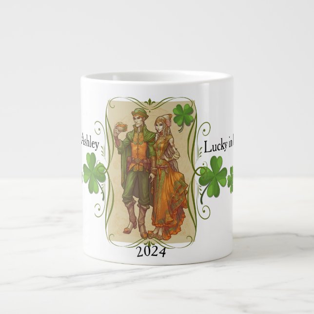 Elf Couple St. Patrick Day Tasse Geschenk für sie (Vorderseite)
