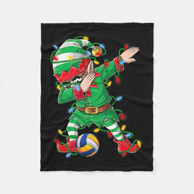 Elf Dabbing Volleyball Spieler Weihnachts-Dab Xma Fleecedecke (Vorderseite)