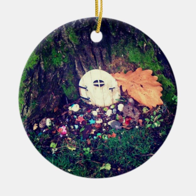 Elf Door in Tree Keramik Ornament (Vorne)