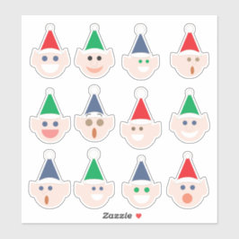 Elf (Elfen) Gesichter Spaß Cartoon Weihnachten Fei Aufkleber