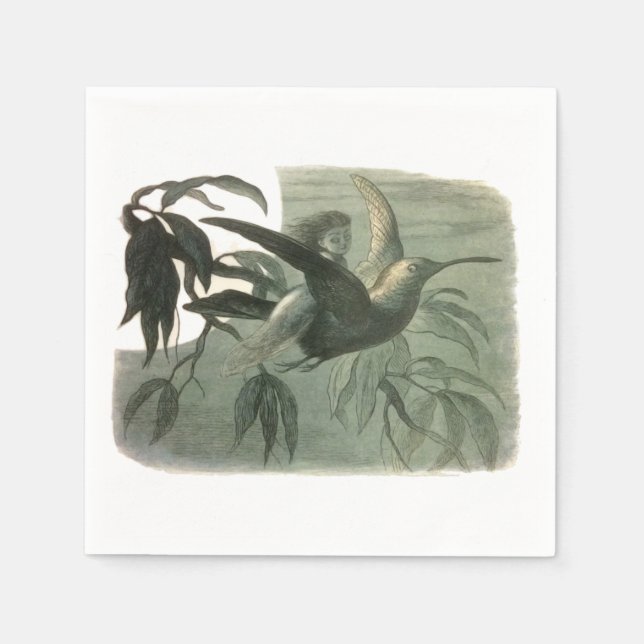 Elf Fairies Elves Moon Night Scene Bird Flying Serviette (Vorderseite)