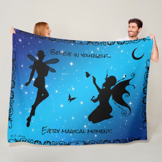 Elf Fairy & Butterfly Fantasy..Glaube an dich selb Fleecedecke (Beispiel)