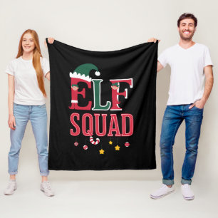 Elf-Familien-Weihnachts-Pyjamas Elf-Squadron Fleecedecke
