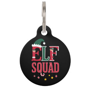 Elf-Familien-Weihnachts-Pyjamas Elf-Squadron Haustiermarke